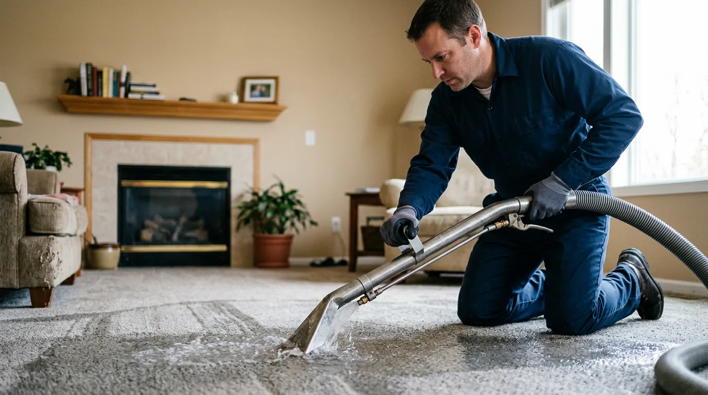 Water damage restoration technician working near Vevay, IN